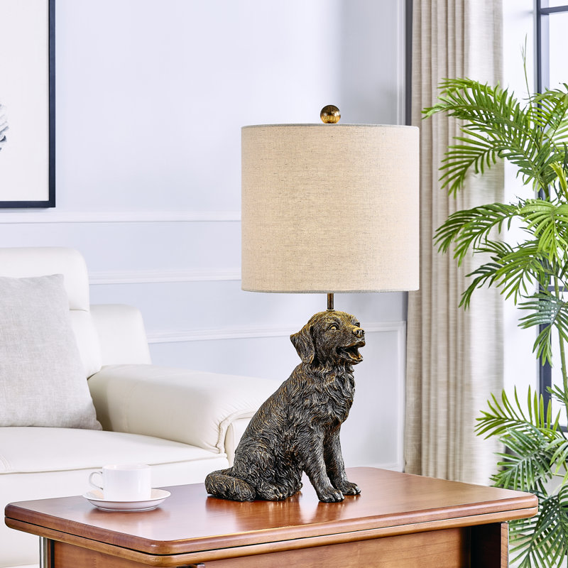 Lampe de table 24,75 "Golden Retriever, Tanné, Brun