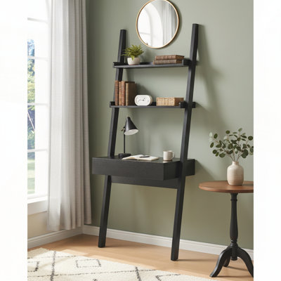 Modern Home Office Desk with Ladder Bookcase and Functional Storage