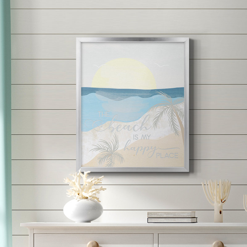 Toile encadrée de qualité supérieure Happy Place - prête à être accrochée, Argent, H 20 po x l 16 po
