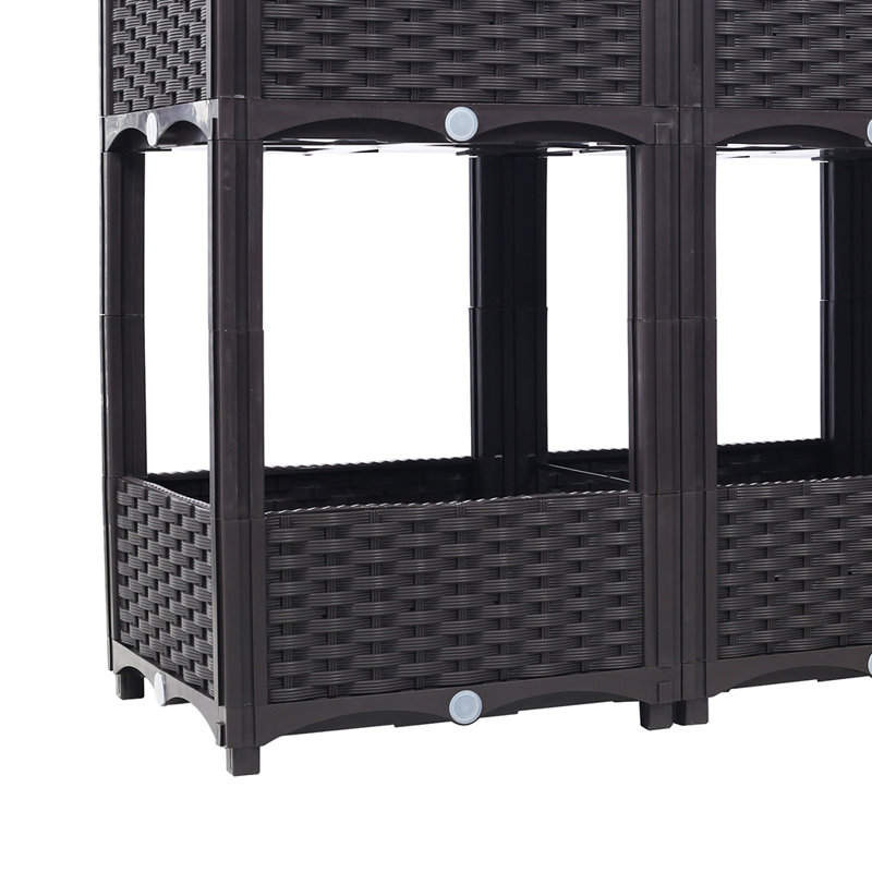 Tathan Raised Planter Box with Rattan, 27.7" H x 15.7" W x 15.7" D