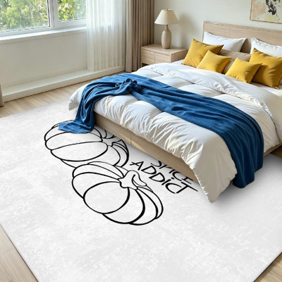 Tapis d'intérieur blanc lavable à la machine, motif citrouilles d'Halloween