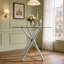 Table de bar moderne en métal galvanisé avec plateau en verre trempé, table de pub robuste à pieds croisés pour bar à la maison, îlot de cuisine, salon