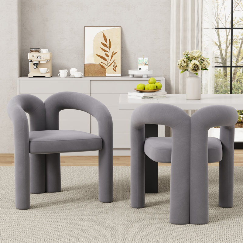 Chaises de salle à manger rembourrées Modern, 2, Grey