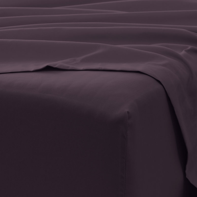 Sateen Double Brushed Microfiber Sheet Set, Blackberry, Cal.King Sheet Set + Fitted Sheet + 2 Pillowcase