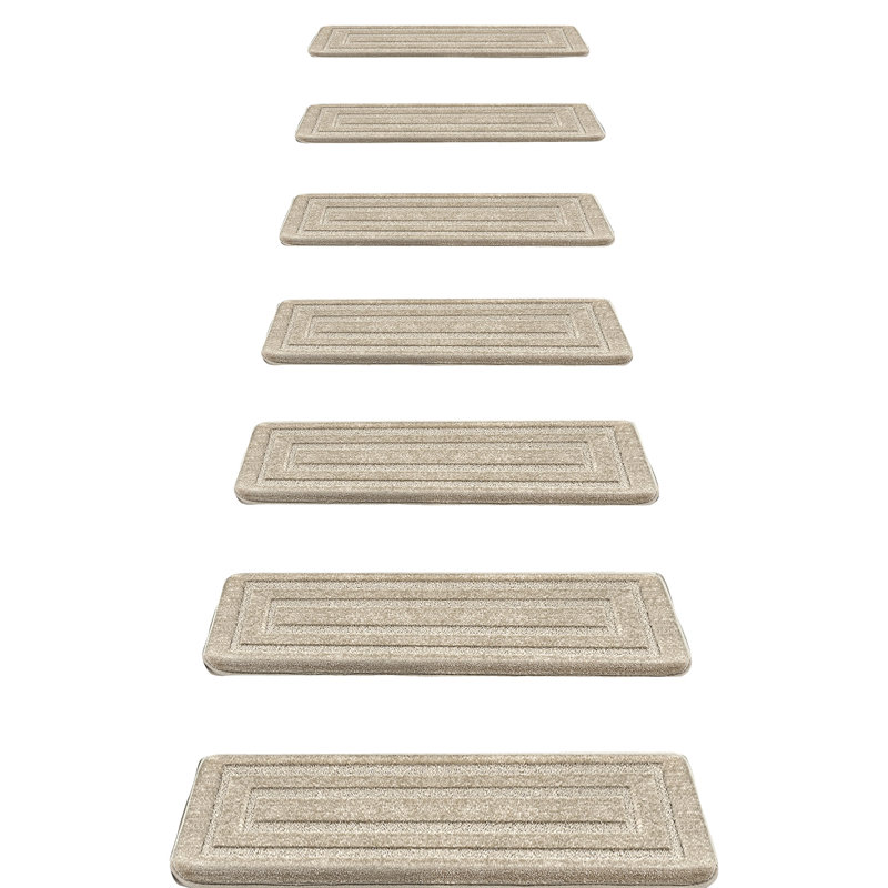 Tapis d'escalier bullnosés antidérapants, Gris crème, 14