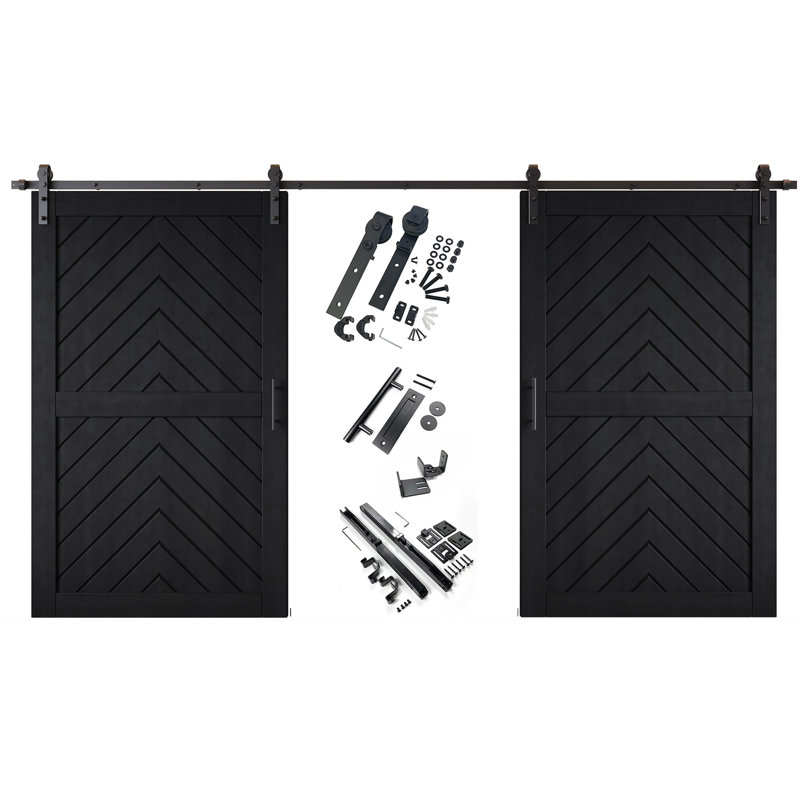 Porte de grange 4-en-1 finie et non assemblée avec ensemble de quincaillerie d'installation non en dérivation 48 po x 80 po Homacer Homacer