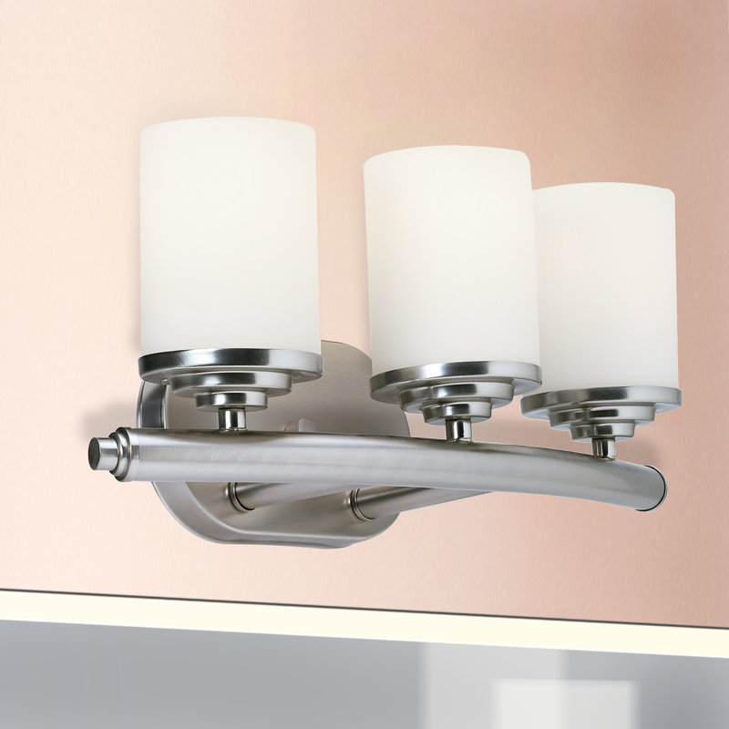 Éclairage pour meuble-lavabo 3 lumières Bastia, Nickel brossé / Opale satinée