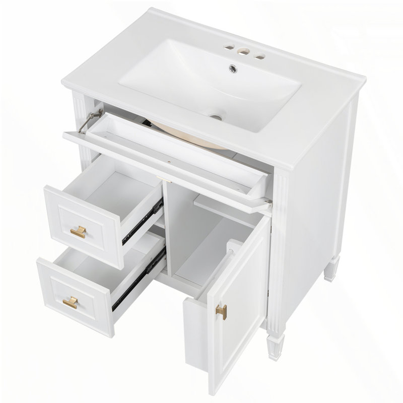 Meuble-lavabo 30 po avec lavabo, Blanc