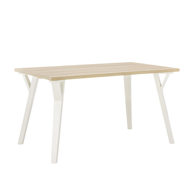 Table de salle à manger blanche et naturelle en bois naturel
