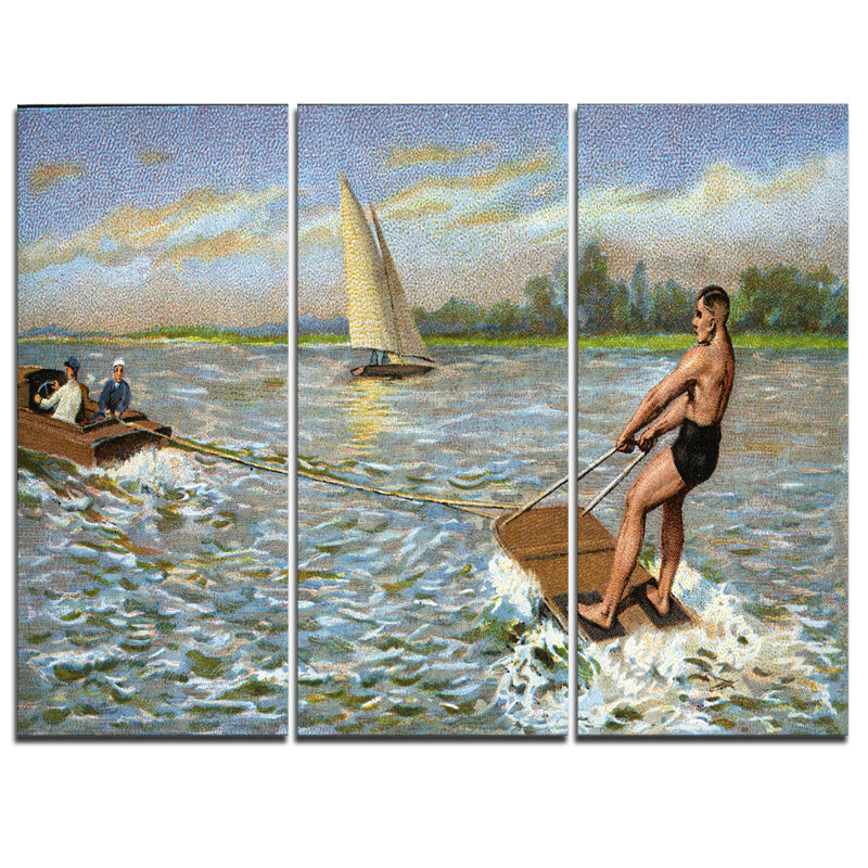 Sports nautiques, ensemble de 3 impressions sur toile - Ski nautique