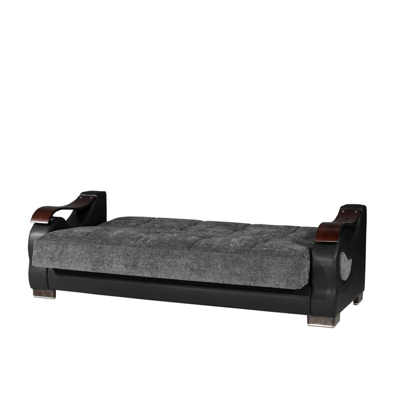 Canapé-lit rembourré convertible avec rangement, Noir/gris