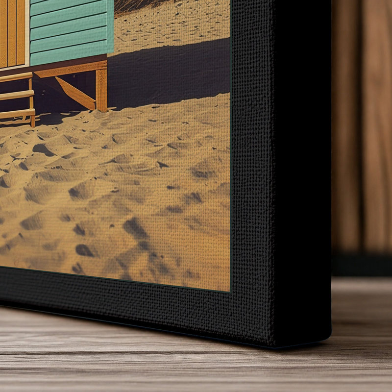 Solitary Beach Hut Coastal - Wrapped Canvas, 30x20 - 76.2 x 50.8 cm, Black Border