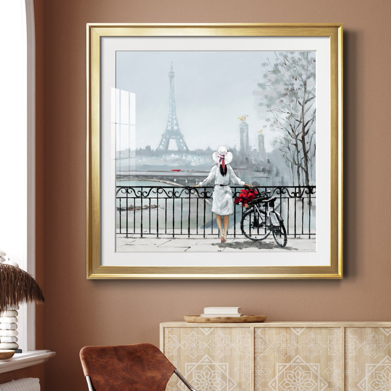 Dame à Paris - Cadre photo, Or, H 34,5 po x l 34,5 po x P 1,5 po