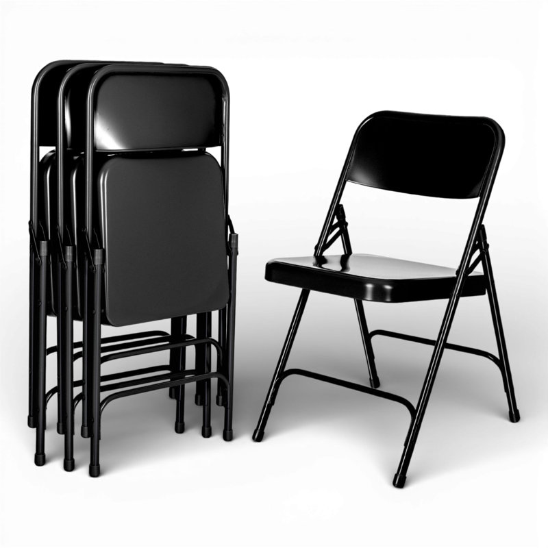 Bernadine Metal Stackable Folding Chair Folding Chair Set, Noir