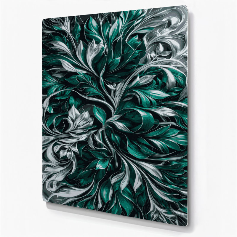 «Abstract Florals 79», art mural en métal bleu, H 12 po x l 18 po