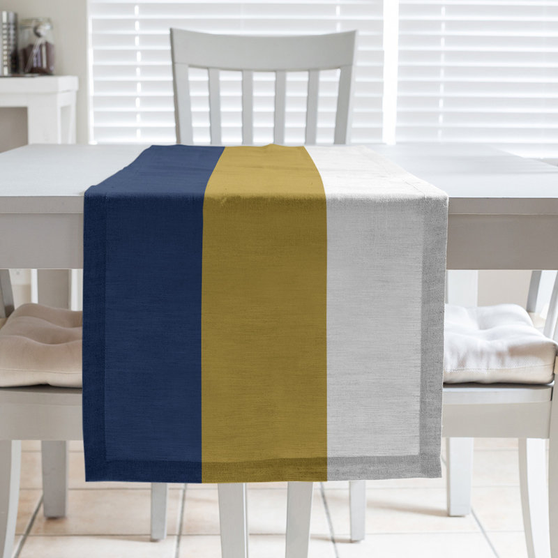 Chemin de table, Milwaukee, 90 po x 16 po, Bleu marine / or / blanc