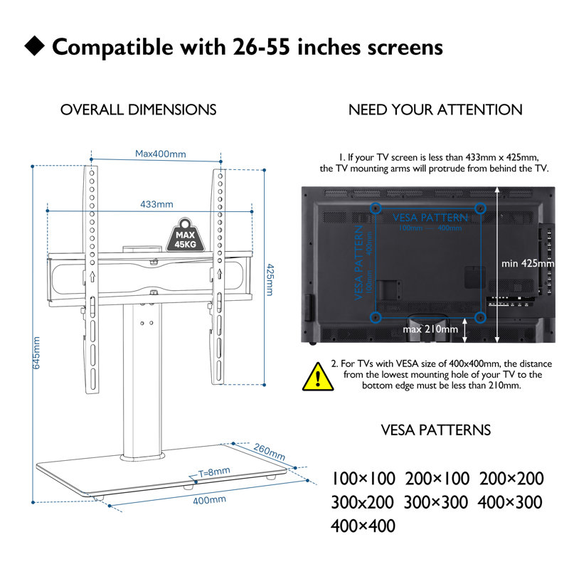 Swivel Universal Desktop Mount for 25”-50” Flat Panel Screen