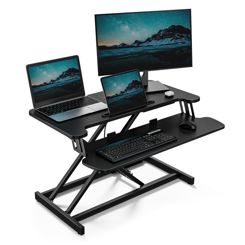 Adjustable Standing Desk Converter, Black, Black
