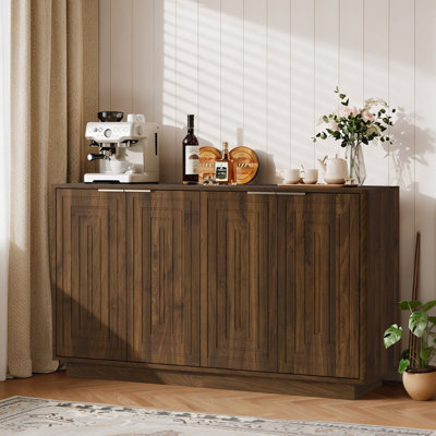 55.1'' Fluted Sideboard Buffet Cabinet With Adjustable Shelves