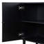 Buffet noir moderne de 58 pouces de large avec portes à motif ondulé, armoire de rangement de 32 po de hauteur avec tablettes réglables et poignées en métal, noir-427520441