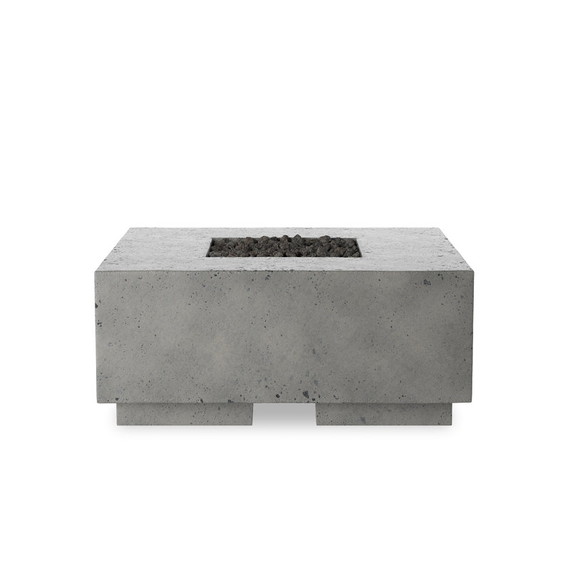 Pewter Concrete 42" Square Gas Fire Pit Table