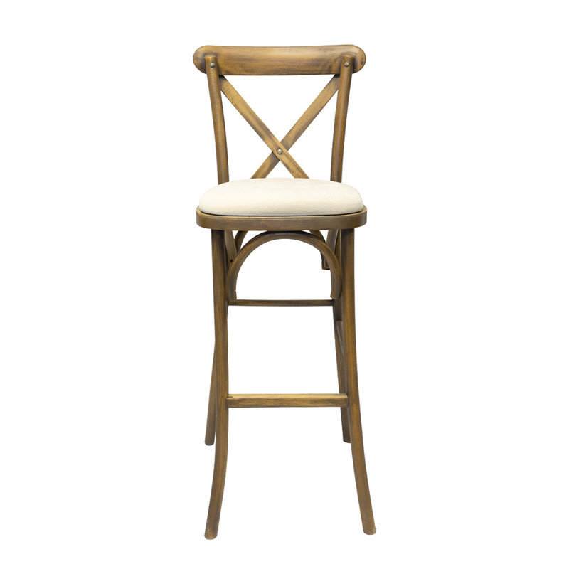 Stannard Upholstered Counter Stool with Solid Wood Frame, Rustic Oak/Oyster
