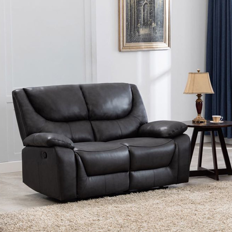 Candeloro Upholstered 60.5'' Reclining Loveseat, Charcoal Leather Match