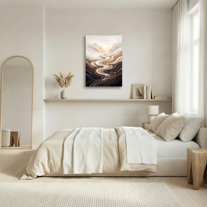 «Bighorn Sheep Herd on Abstract Wavy Earth Tone Mountain», art mural sur toile, 30"H x 20"W