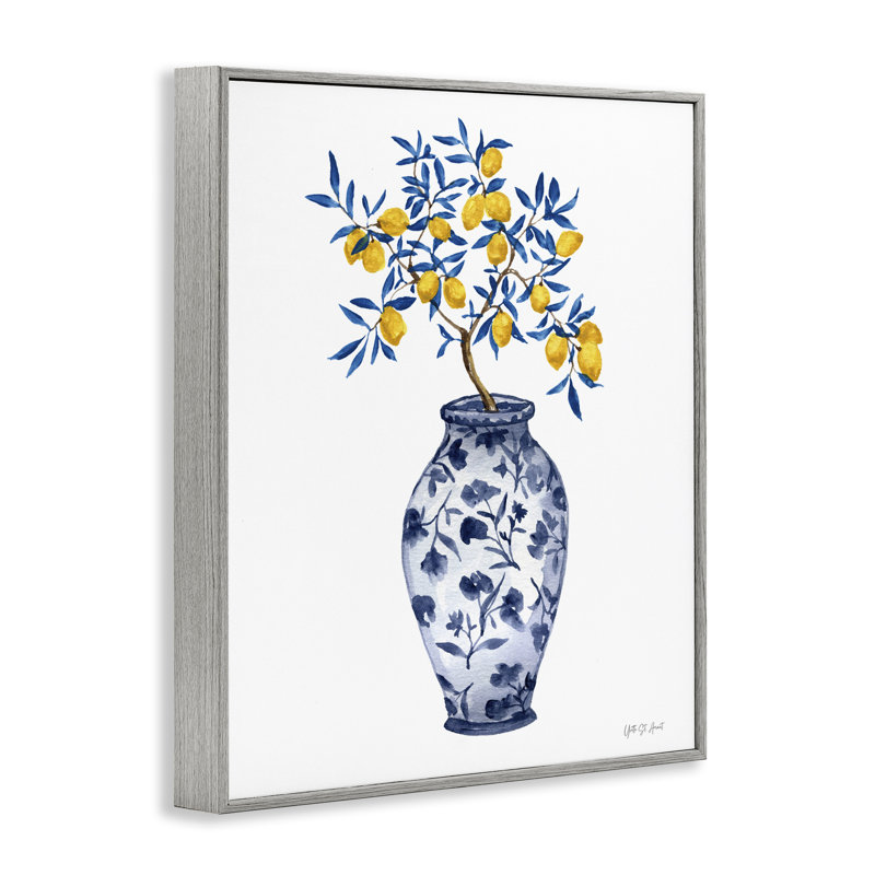 Vase Chinoiserie, citrons, giclée d'art par Yvette St. Amant, Estampe numérique Farmhouse, H 20 po x l 16 po