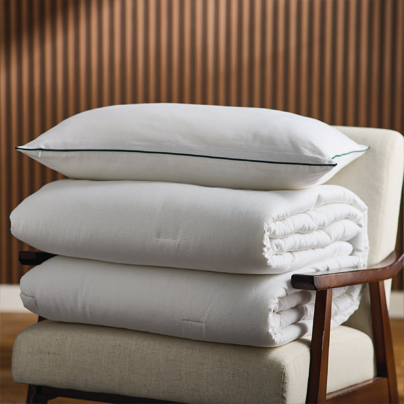 Ensemble d'édredon en coton 2 pièces Lacie, Cravate blanche, Édredon simple et 1 taie décorative