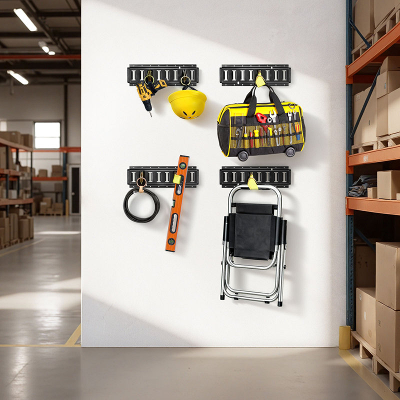 Ensemble de rail d'attache E-Track, ensemble de rails en E de 1,3 pi, comprenant 2 sangles à cliquet et 4 joints toriques et 4 attaches avec anneau en D et 2 fentes simples et 8 embouts et 1 sac, adapté aux garages et aux fourgonnettes