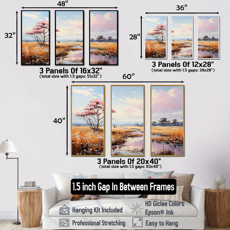 «Praires Tranquil Plains Wonderland - Prairies», ensemble d'art sur toile, Cadre naturel flottant, H 28 po x l 36 po x P 1 po