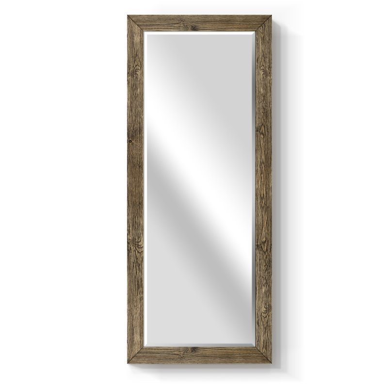 Miroir pleine grandeur de style campagne / campagne, 61 po x 25 po, Brun clair