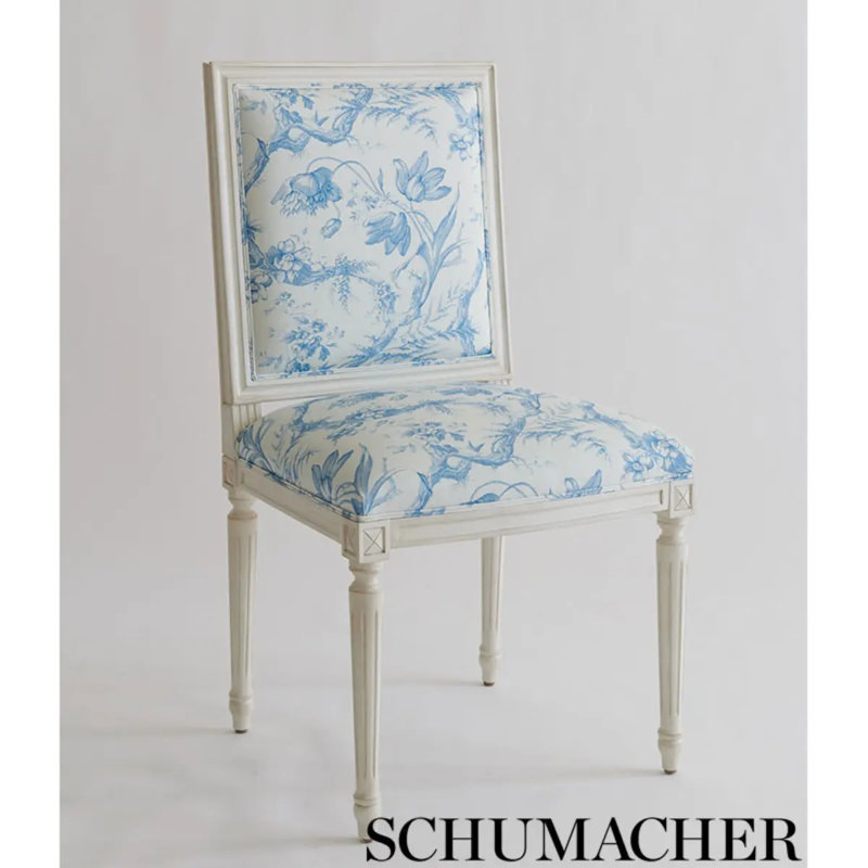 Toile De Fleurs Fabric, Delft