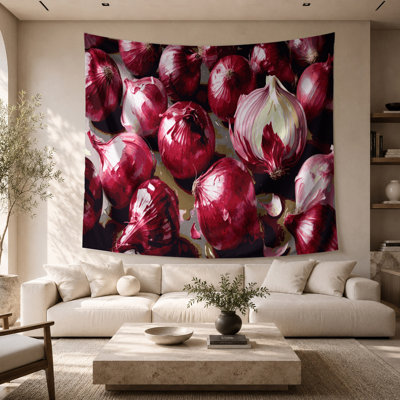Tapisserie murale légumes oignon rouge