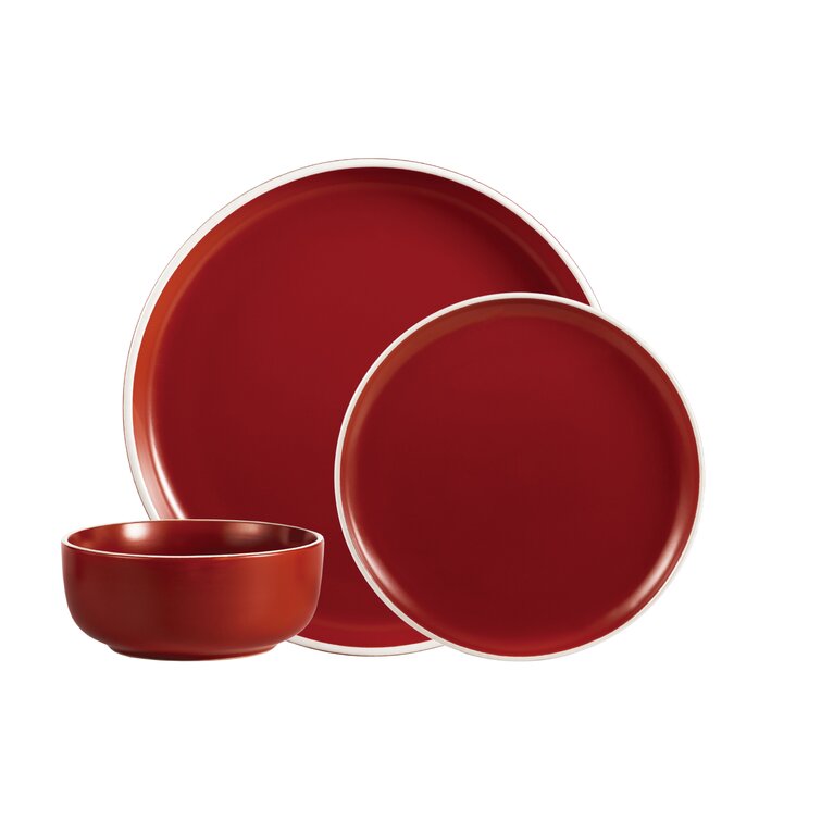 Hannahmarie 12 Piece Dinnerware Set, Service for 4 Ebern Designs Color: Red
