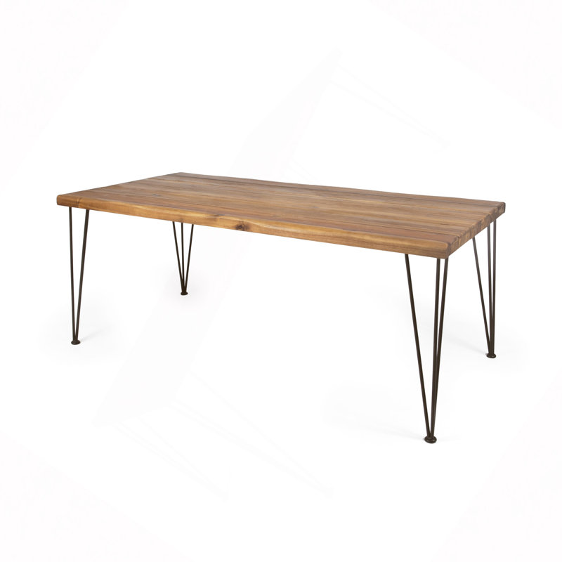 Industrial Wood And Metal Rectangular Dining Table