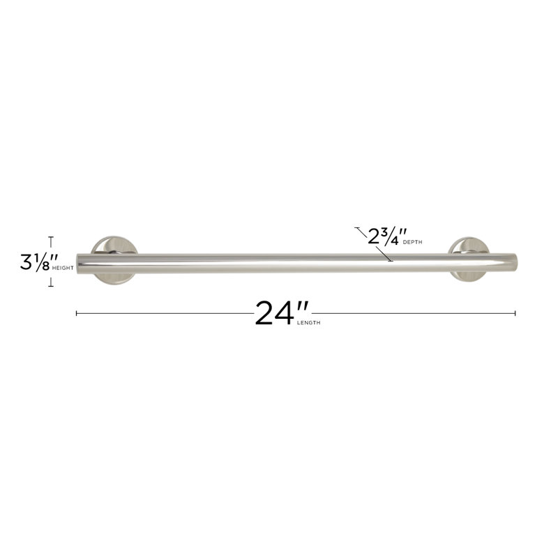 Coronado Grab Bar, 24" W, Polished Stainless