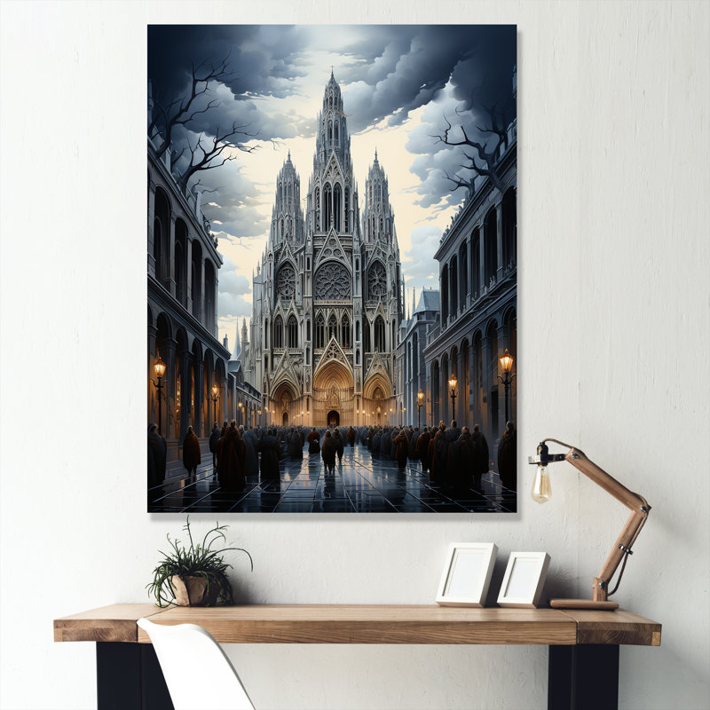 Rouen, cathédrale française sur toile, Toile tendue, 32" H x 16" W