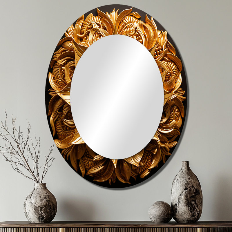 Miroir mural abstrait doré, 40 po x 30 po