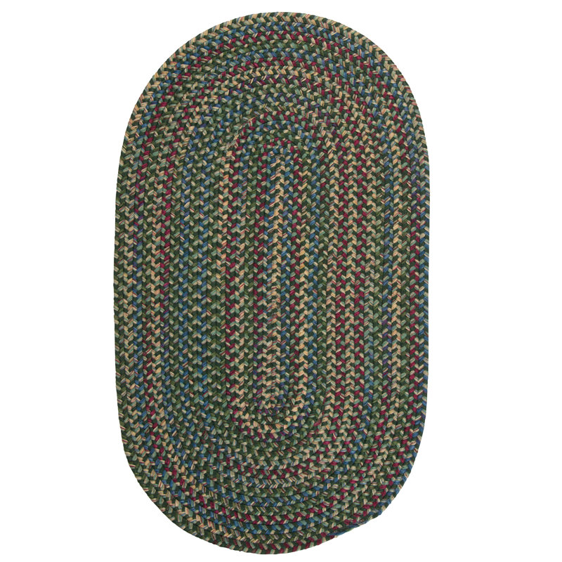 Tapis vert foncé / bleu Dollman, Ovale 2 pi x 4 pi