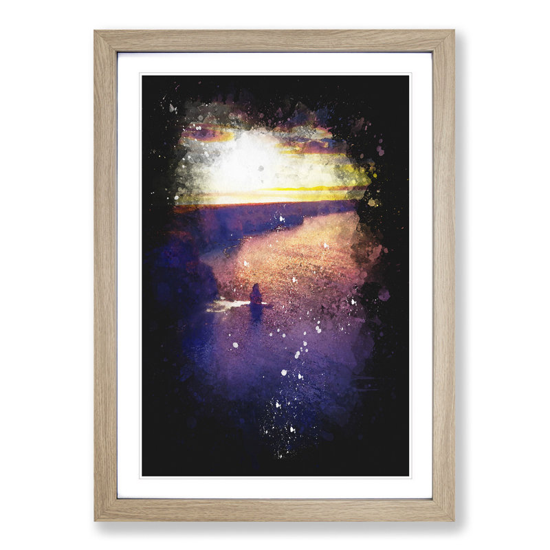 Sunset - Picture Frame Painting Print, 63cm H x 45cm W x 2cm D, Oak Framed