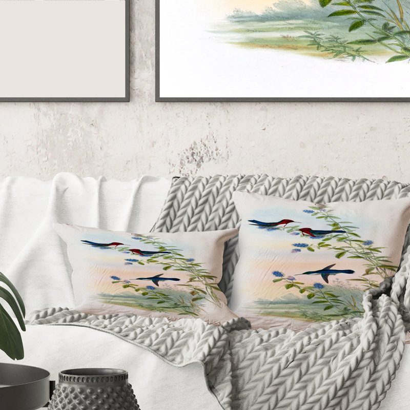 Housse et insert de coussin carré Hummingbird II, 18" x 18"