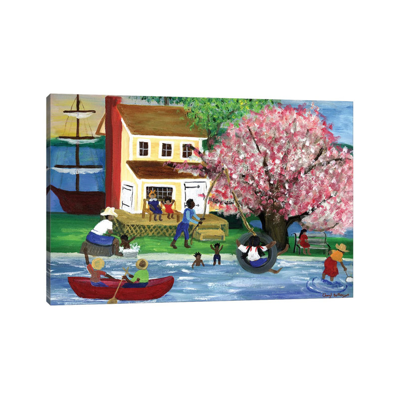 Maison afro-américaine Summertime, H 12 po x l 18 po x 1,5 po, Toile tendue