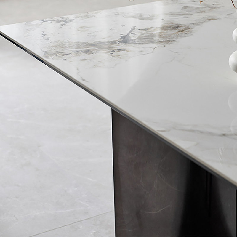Modern Simplistic Rock Slab Dining Table, 29.1"H x 63"L x 31.5"W