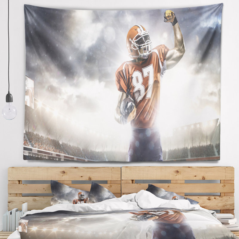 Footballeur américain sur stadium tapestry Sport, H 32 po x l 39 po