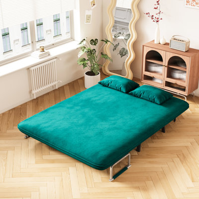 Fauteuil-lit de 55 po en velours antique avec structure et tissu doux, multifonctionnel pour un bureau à domicile confortable et élégant