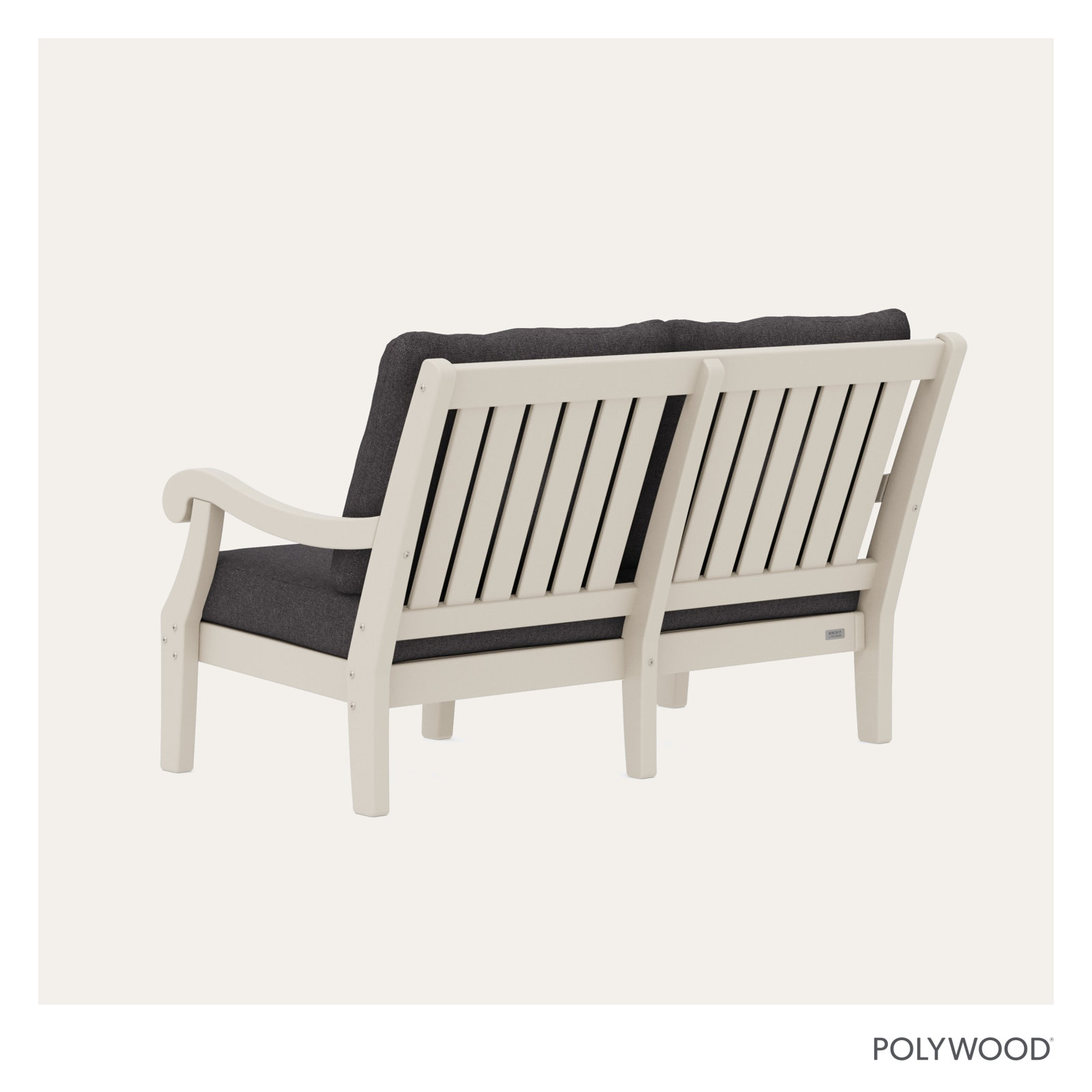 POLYWOOD® Verlyn 49" Patio Loveseat, Ash Charcoal Cushion/Sand Frame
