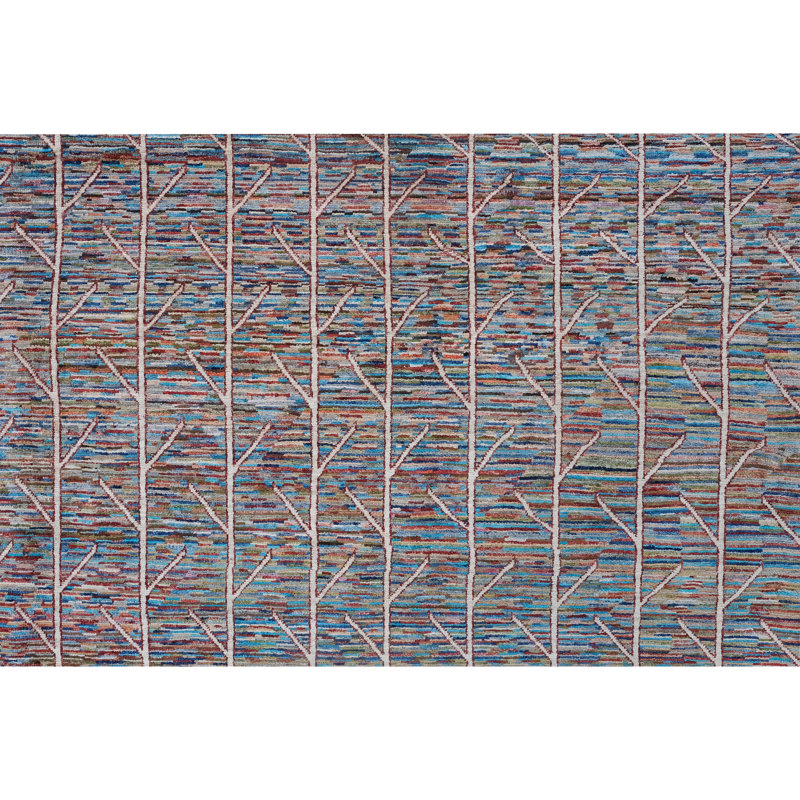 High-Quality Hand-Knotted Navy And Red Area Rug