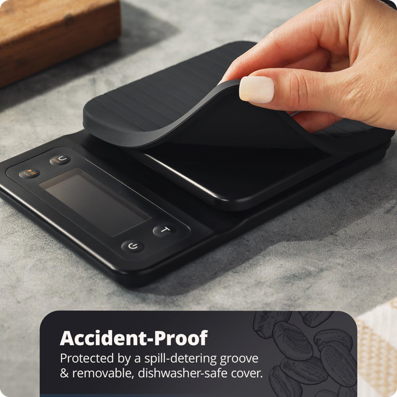 Onyx Black Digital Coffee Scale with Timer and Silicone Cover